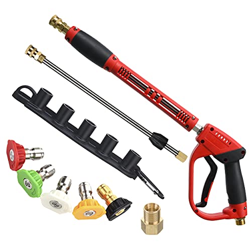 Tool Daily Deluxe Pressure Washer Gun, with Replacement Wand Extension, 5 Nozzle Tips, M22 Fitting, 40 Inch, 5000 PSI - Grill Parts America