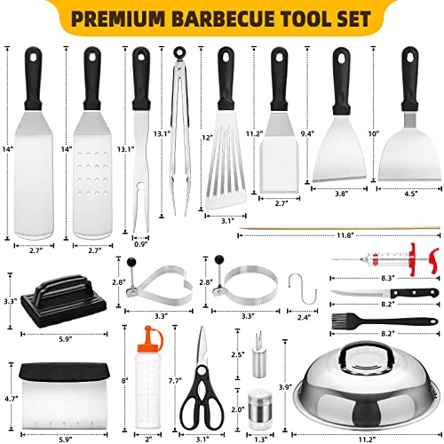 Griddle Accessories Kit, 139PCS Flat Top Griddle Grill Tools Set for Blackstone and Camp Chef, Professional Grill Utensils Set with Spatula, Basting Cover, Scraper for Men Women Outdoor Backyard BBQ - Grill Parts America