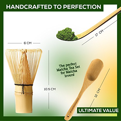 BambooWorx Matcha Whisk Set - Matcha Whisk (Chasen), Traditional Scoop (Chashaku), Tea Spoon. The Perfect Set to Prepare a Cup of Japanese Matcha Tea, Handmade from 100% Natural Bamboo - Grill Parts America