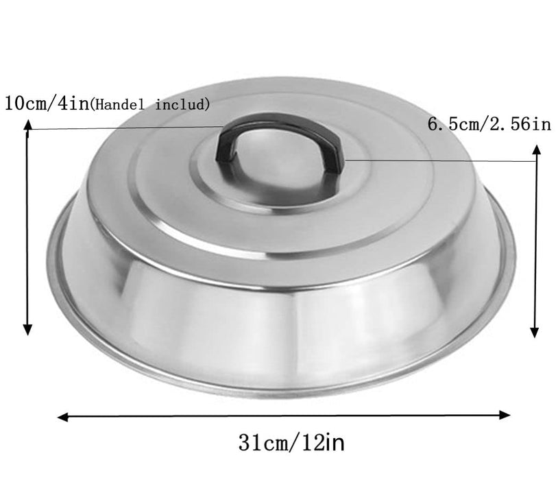 3 Sets BBQ Accessories 12 Inch Round Stainless Steel Basting Cover - Cheese Melting Dome and Steaming Cover, Best for Blackstone Camp Chef Flat Top Griddle Grill Cooking Indoor or Outdoor - Grill Parts America