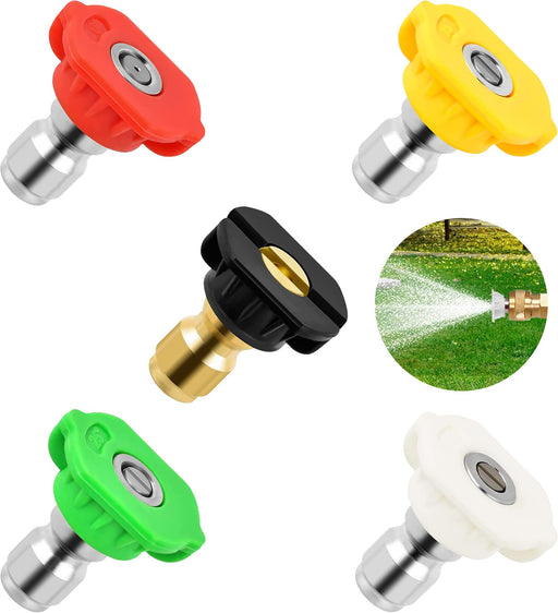 Pressure Washer Tips, Universal Pressure Washer Nozzle Tips (5 Pack), Power Washer Nozzle Tips for 1/4'' Quick Connect, 4500 PSI Multiple Degrees Pressure Washer Spray Nozzle (0、15、25、40、65) 3.0 GPM - Grill Parts America