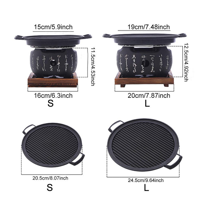 Lovt Japanese Style BBQ Grill, Japanese Barbecue Grill Portable Barbecue Stove Japanese Food Charcoal Stove/BBQ Plate Household Barbecue Tools Accessories (BBQ Grill - L(19x12.5cm) free size - Grill Parts America