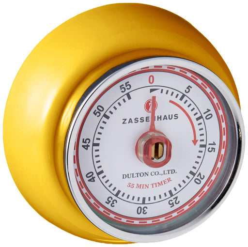 Zassenhaus Magnetic Retro Kitchen, Classic Mechanical Cooking Timer (Yellow), 2.75-Inch - Grill Parts America