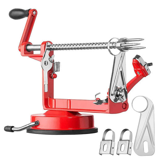 Apple Peeler Slicer Corer with Stainless Steel Blades and Powerful Suction Base for Apples Pears Potatoes(Red) - Grill Parts America