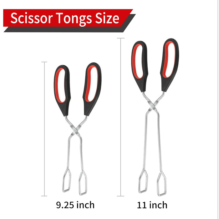 WHTCHSU 2-Pcs Stainless Steel Scissor Tongs, 9.25-Inch and 11-Inch set Kitchen cooking grilling tongs - Grill Parts America