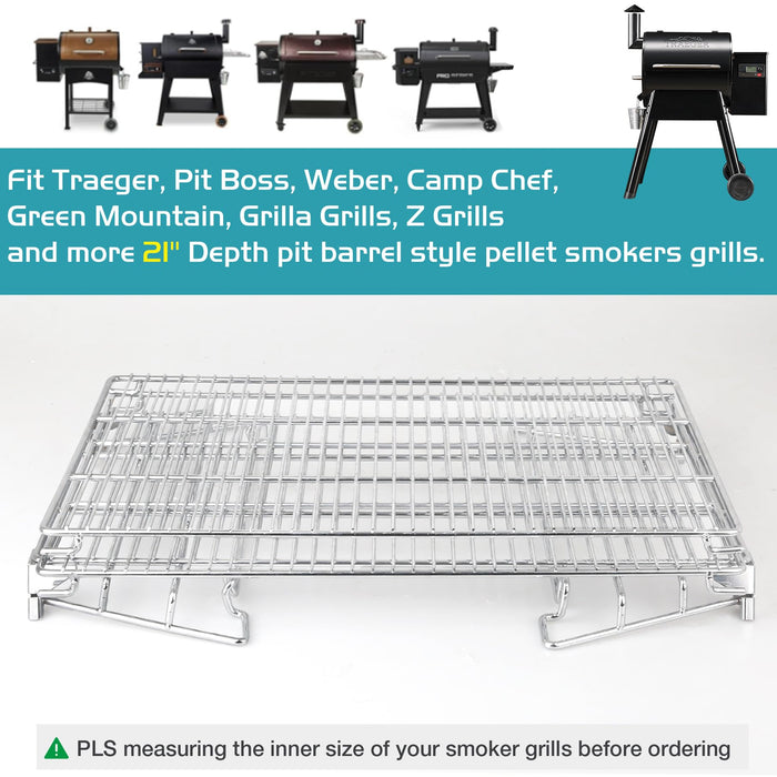 Unidanho Jerky Racks for Traeger Pro 575 22 34 Pit Boss More Barrel Pellet Grill Smoker Parts 3 Tiered Folding Barbecue Grilling Rack Stainless Steel Cooling Seasoning Smoking Warming BBQ Accessories - Grill Parts America