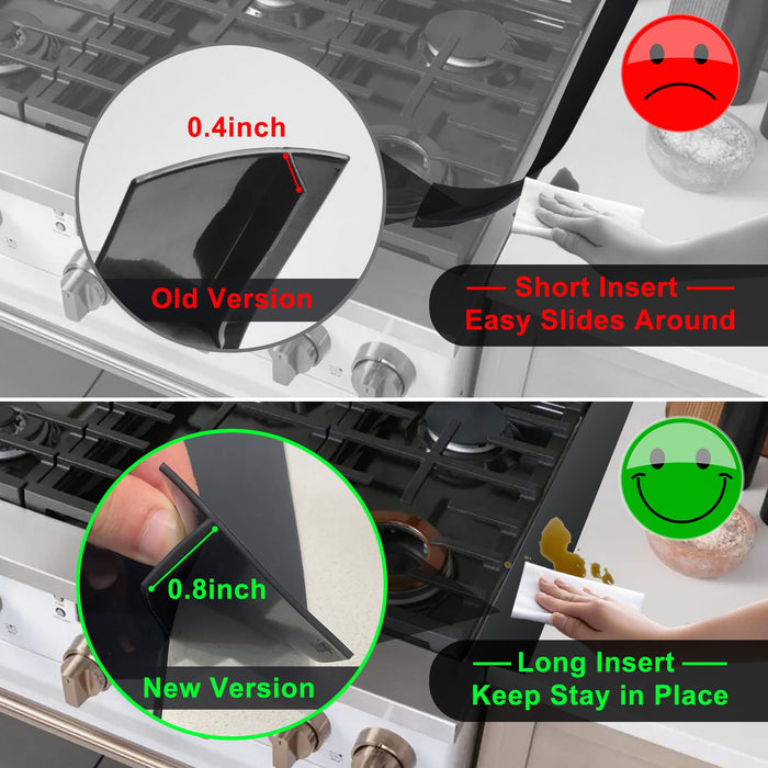 Silicone Stove Counter Gap Cover / Filler by Kindga 25" Long, Sealing Spills Between Kitchen Appliances Washing Machine and Stovetop, Set of 2 (Black) - Grill Parts America