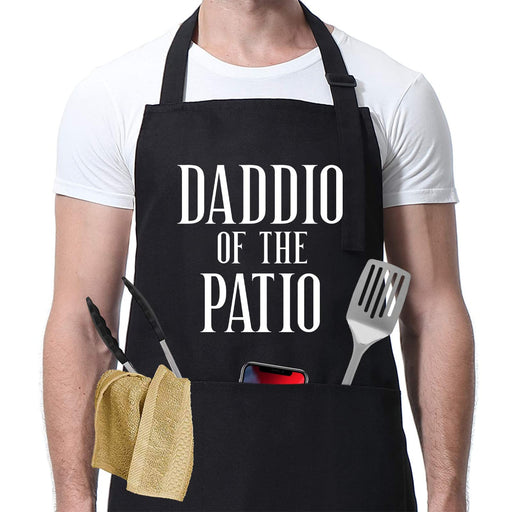 Miracu Grill Apron for Dad - Daddio of The Patio - Dad Gifts from Daughter, Son - Funny Fathers Day, Birthday Gifts for Dad, Father in Law, Step Dad, Best Dad, Daddy - Dad Apron for Grilling BBQ - Grill Parts America