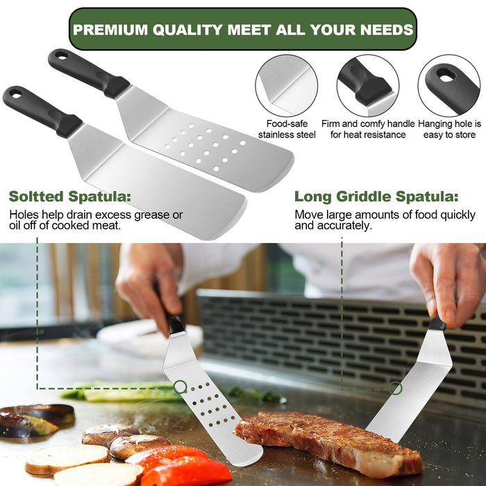 Griddle Accessories Set of 30, Flat Top Grill Accessories Set for Blackstone and Camp Chef, Grill Spatula Set with Enlarged Spatulas, Basting Cover, Scraper for Outdoor BBQ - Grill Parts America