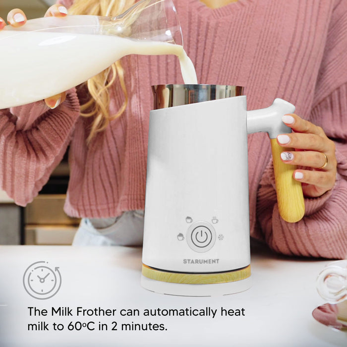 Starument Electric Milk Frother - Automatic Milk Foamer & Heater for Coffee, Latte, Cappuccino, Other Creamy Drinks - 4 Settings for Cold Foam, Airy Milk Foam, Dense Foam & Warm Milk - Easy to Use - Grill Parts America