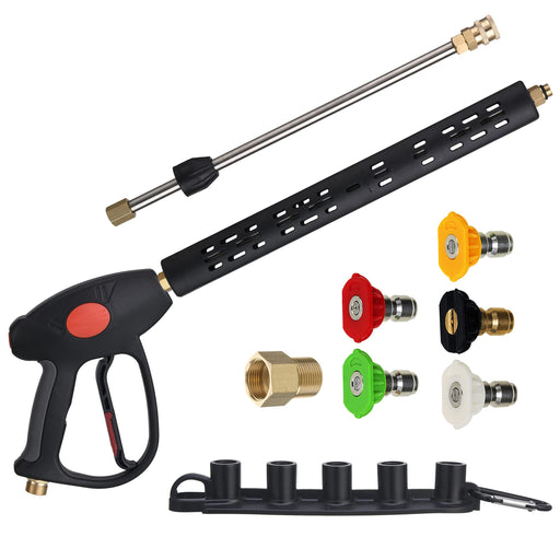 M MINGLE Replacement Pressure Washer Gun with Extension Wand, M22 15mm or M22 14mm Fitting, 5 Nozzle Tips, 40 Inch, 4000 PSI - Grill Parts America