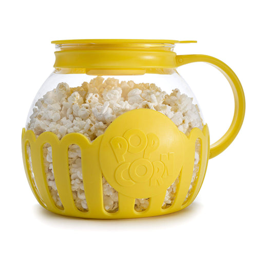 Ecolution Patented Micro-Pop Microwave Popcorn Popper with Temperature Safe Glass, 3-in-1 Lid Measures Kernels and Melts Butter, Made Without BPA, Dishwasher Safe, 3-Quart, Yellow - Grill Parts America