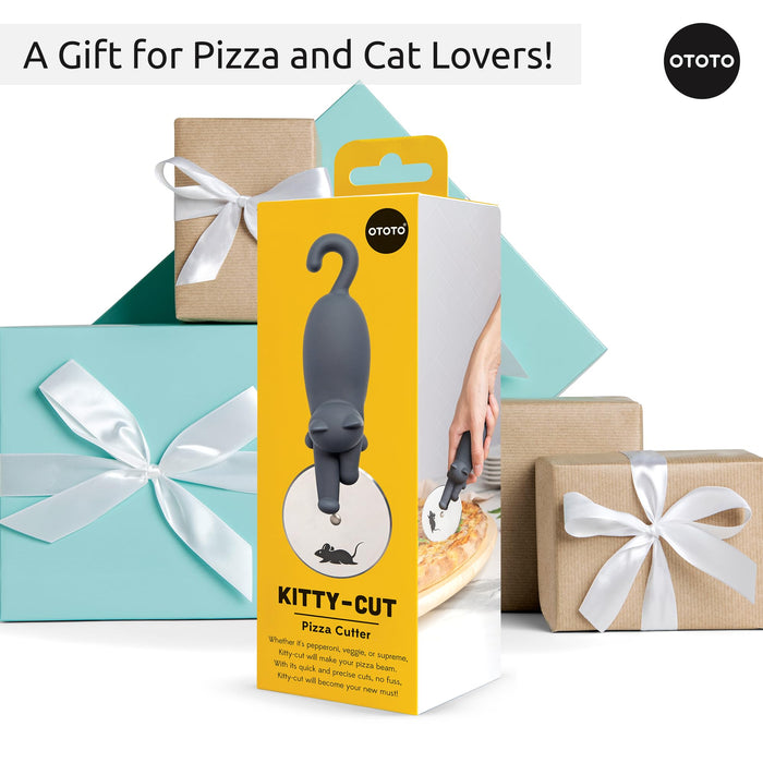 NEW!! Kitty Cut Pizza Cutter Wheel by OTOTO - Pizza Wheel, Pizza Slicer, Pizza Cutters Stainless Steel, Funny Kitchen Gadgets and Kitchen Gifts, Cute Kitchen Accessories, Cat Gift for Women Cat Lovers - Grill Parts America