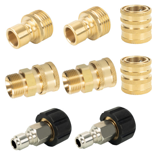 LIULO TOOL Pressure Washer Adapter Set, Quick Disconnect Kit, M22 Metric Male Thread Quick Connector, M22 Swivel to 3/8'' Quick Connect, 3/4" to Quick Release, 8 Pack - Grill Parts America