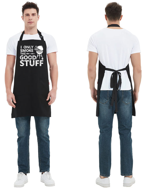 Kaidouma Funny Grill Aprons for Men - I Only Smoke the Good Stuff - Men’s Funny Chef Cooking Grilling BBQ Aprons with 2 Pockets - Birthday Father’s Day Christmas Gifts for Dad, Husband, Boyfriend, Him - Grill Parts America