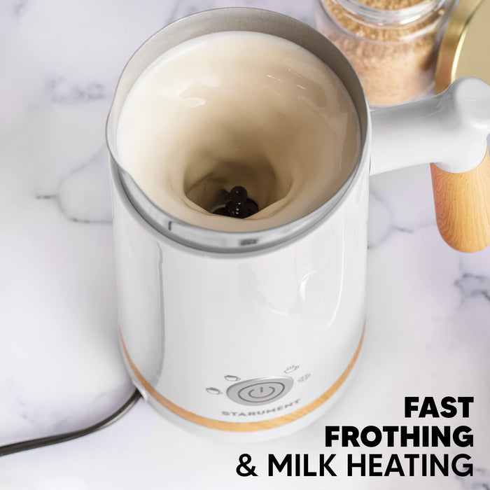 Starument Electric Milk Frother - Automatic Milk Foamer & Heater for Coffee, Latte, Cappuccino, Other Creamy Drinks - 4 Settings for Cold Foam, Airy Milk Foam, Dense Foam & Warm Milk - Easy to Use - Grill Parts America