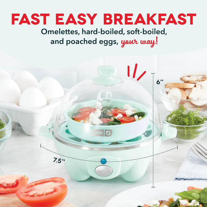 DASH Rapid Egg Cooker: 6 Egg Capacity Electric Egg Cooker for Hard Boiled Eggs, Poached Eggs, Scrambled Eggs, or Omelets with Auto Shut Off Feature - Aqua, 5.5 Inch (DEC005AQ) - Grill Parts America