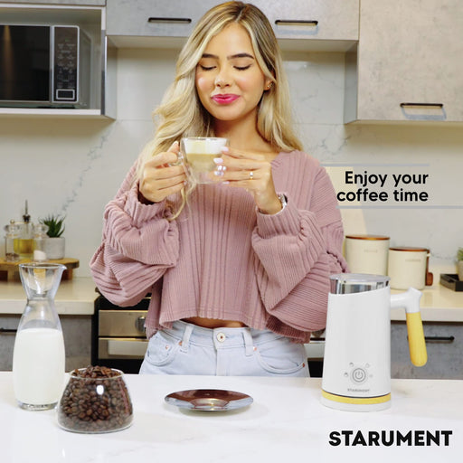 Starument Electric Milk Frother - Automatic Milk Foamer & Heater for Coffee, Latte, Cappuccino, Other Creamy Drinks - 4 Settings for Cold Foam, Airy Milk Foam, Dense Foam & Warm Milk - Easy to Use - Grill Parts America