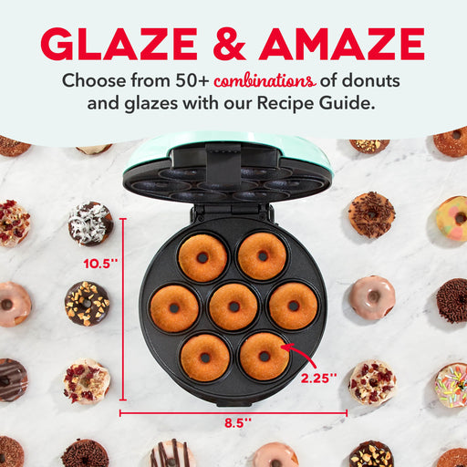 DASH Mini Donut Maker Machine for Kid-Friendly Breakfast, Snacks, Desserts & More with Non-stick Surface, Makes 7 Doughnuts - Aqua - Grill Parts America