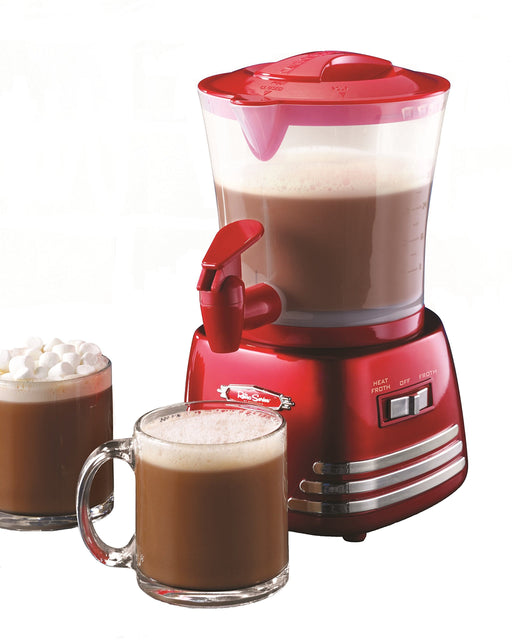 Nostalgia Retro Frother and Hot Chocolate Maker and Dispenser, 32 Oz, for Coffees, Lattes, Cappuccinos, Red - Grill Parts America