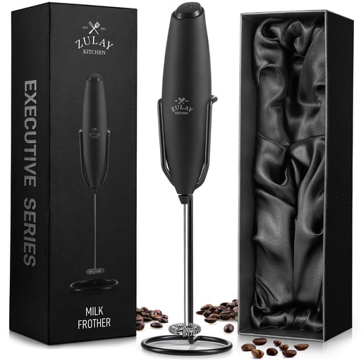 Zulay Kitchen Executive Series Milk Frother Wand - Upgraded & Improved Stand - Ideal Coffee Gift - Coffee Frother Handheld Foam Maker For Lattes - Electric Milk Frother Handheld For Cappuccino - Grill Parts America