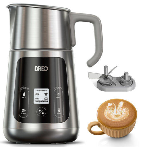 Dreo BaristaMaker Milk Frother, All-in-1, 27oz/800ml Hot/Cold Electric Foam Maker for Coffee, Latte Art-level Microfoam, Automatic Milk Warmer, Dairy/Plant-Based Milk, 30+ Drinks, Dishwasher Safe - Grill Parts America