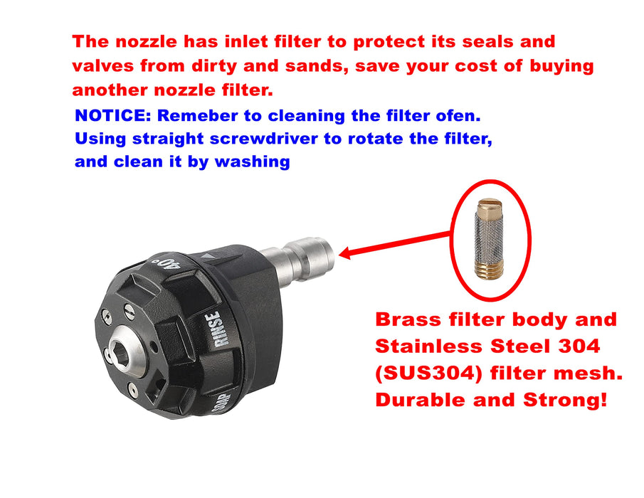 Meteor Blast 6 in 1 Quick Change over and Adjustable Pressure Washer Spray Nozzle, with 1/4in Plug Quick Connector, MAX 4000PSI for Pressure Washer - Grill Parts America