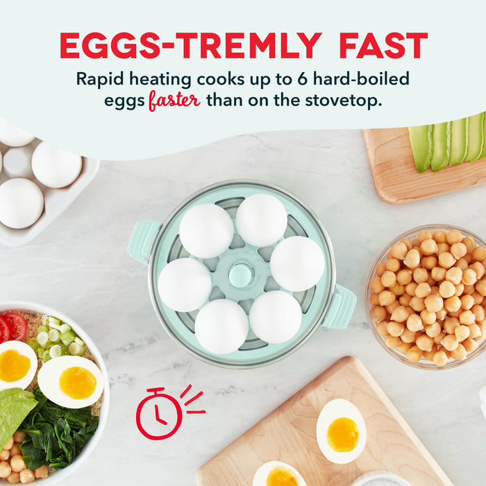 DASH Rapid Egg Cooker: 6 Egg Capacity Electric Egg Cooker for Hard Boiled Eggs, Poached Eggs, Scrambled Eggs, or Omelets with Auto Shut Off Feature - Aqua, 5.5 Inch (DEC005AQ) - Grill Parts America