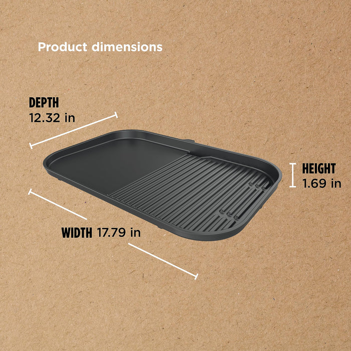 Ninja XSKGRDLXL Woodfire Grill & Griddle Plate, Compatible with OG800 and OG900 Series, 2-in-1 Grill and Griddle Functionality, Ceramic, Nonstick Coating, Black - Grill Parts America