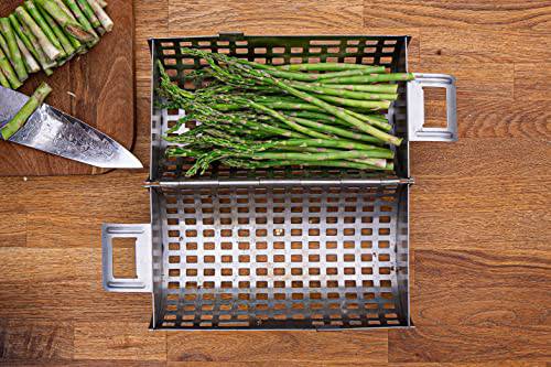 BBQ Dragon Stainless Steel Rolling Grill Basket and Veggie Basket