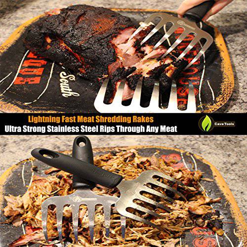 Cave Tools Metal Meat Claws for Shredding Pulled Pork, Chicken, Turkey, and Beef- Handling & Carving Food - Barbecue Grill Accessories for Smoker, or