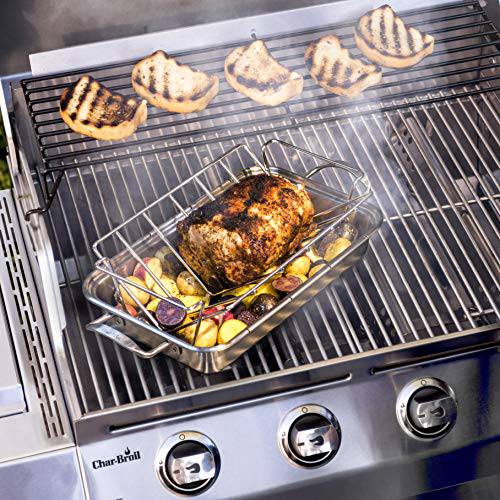 Char-Broil 1944364R04 Grill Plus Rib & Roast Rack, 4.5x13.75x4.39, Silver - Grill Parts America