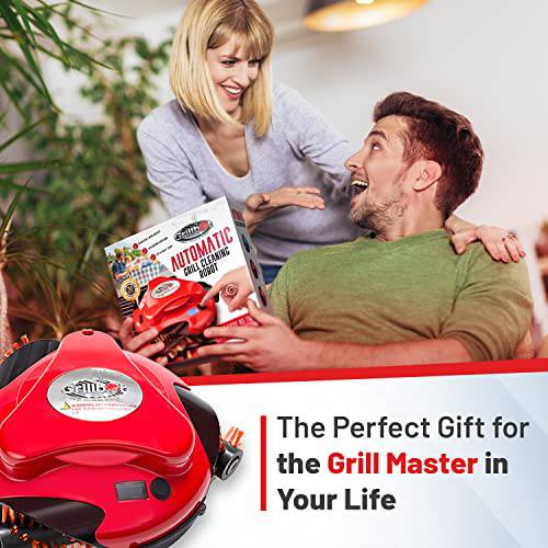 Red Automatic Grill Brush, Kitchen Gadgets for BBQ Grill, Durable