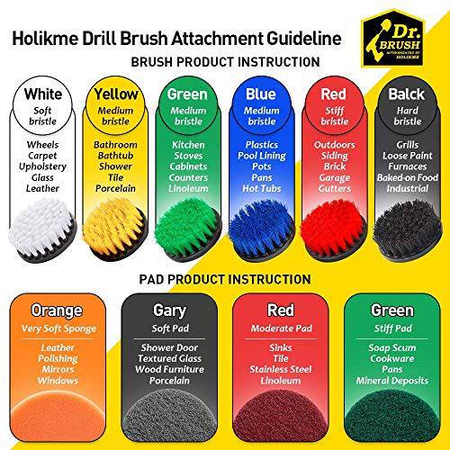 Holikme 20Piece Drill Brush Attachments Set, Scrub Pads & Sponge,Buffing Pads, Power Scrubber Brush with Extend Long Attachment, Car Polishing Pad Kit - Grill Parts America