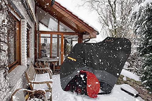 IC ICLOVER Snow Blower Cover, 600D, Two Stage Electric Snow Thrower Cover, Heavy Duty 600D Oxford Fabric Waterproof, Windproof, Sun UV Dust Proof, with Air Vent, Reflective Stripe Handle - Grill Parts America