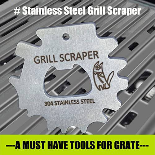 Stainless Steel BBQ Grill Scraper - Grill Brush Bristle Free -The for Family and Friends - Small and Portable Grill Accessories - Grill Parts America