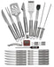 31 Piece Stainless Steel BBQ Accessories Tool Set - Includes Aluminum Storage Case for Barbecue Grill Utensils - Grill Parts America