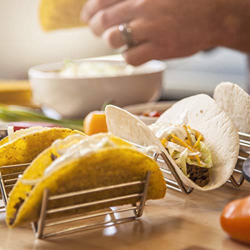 Stainless Steel Taco Holder Stand: 2 Wire Metal Tray Holders - Grill Parts America