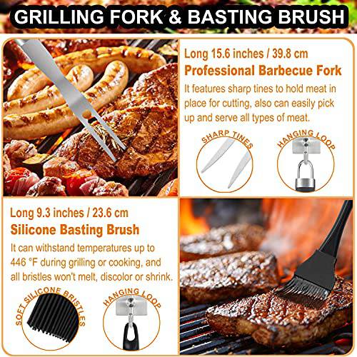 POLIGO 26PCS Heavy Duty BBQ Grill Accessories Set, Non-Slip Tools