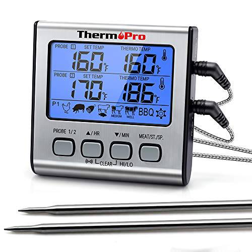 ThermoPro TP710 Instant Read Meat Thermometer Digital for Cooking, 2-in-1  Waterproof Kitchen Food Thermometer with Dual Probes and Dual Temperature