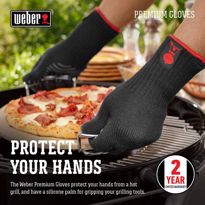 Weber 6535 Premium Black Grilling Gloves, L/XL - Grill Parts America