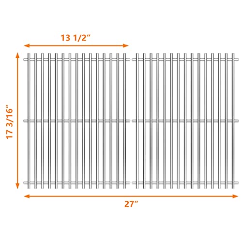 Hisencn Cooking Grates for Grill Master 720-0697, Nexgrill 720-0697E, Huntington Rebel Grill, Sunbeam 720-0697, Uniflame GBC091W, 17 3/16 inch Stainless Steel Solid Rod Cooking Grids, 2 PCS - Grill Parts America