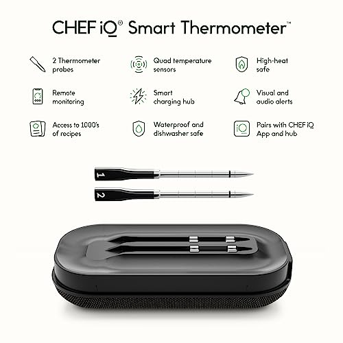 Meat Minder Pro Wireless Grill Smoker Smart Thermometer Upgrade Replacement with Food Probes 195ft Range iOS Andriod Free Smart App Auto Reconnect