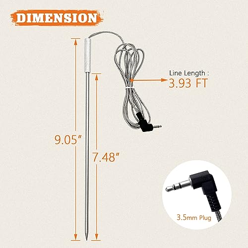 Yaoawe 2-Pack Replacement Meat Probe for Traeger Pellet Grill and Smoker, 3.5 mm Temperature Probe Fit for Traeger, Size: Traeger Meat Probe