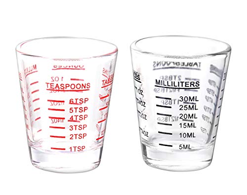BCnmviku 2 Pack Espresso Shot Glasses Measuring Cup Liquid Heavy Glass for  Baristas 2oz for Single Shot of Ristrettos 