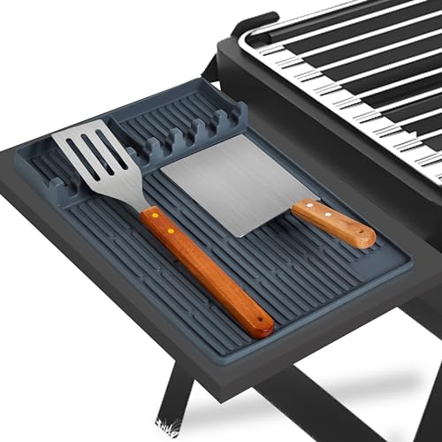 3 in 1 Grill Side Shelf Mat, Heat Resistant Spatula Mat, BBQ Grill Tool Mat,  Silicone