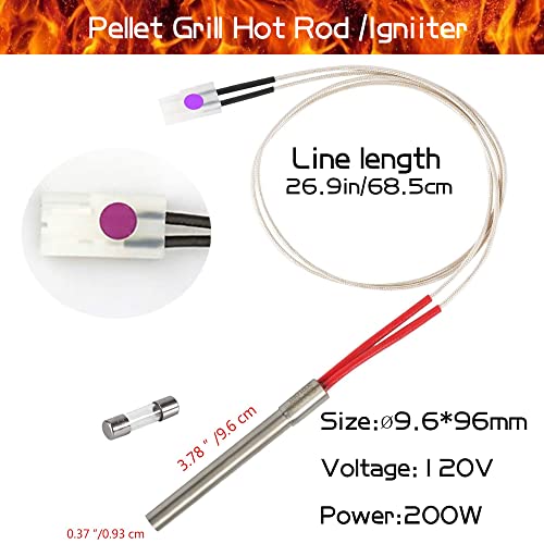 JAQKITU Porcelain-Enameled Fire Burn Pot and Hot Rod Ignitor Kit Replacement Parts for Pit Boss and Traeger Pellet Grill - Grill Parts America