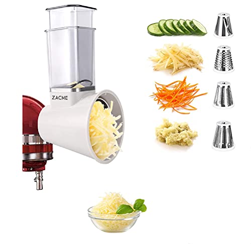 Stainless Steel Slicer Shredder Attachment with 3 Sizes Blades for Kitchen Aid Mixer, Vegetable Fruit Slicer Choppers Cheese Grater Attachment, Size