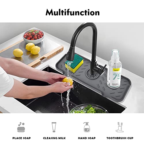 Silicone Sink Faucet Mat, Sink Draining Pad behind Faucet, for