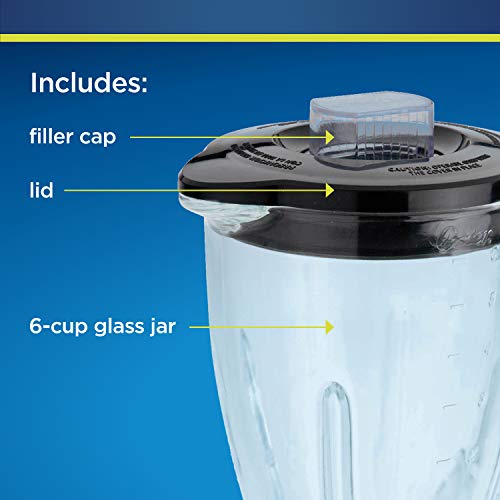 Joyparts Replacement Parts 5-Cup Square Plastic Jar with lid,Compatible with Oster Blenders, 1, Clear